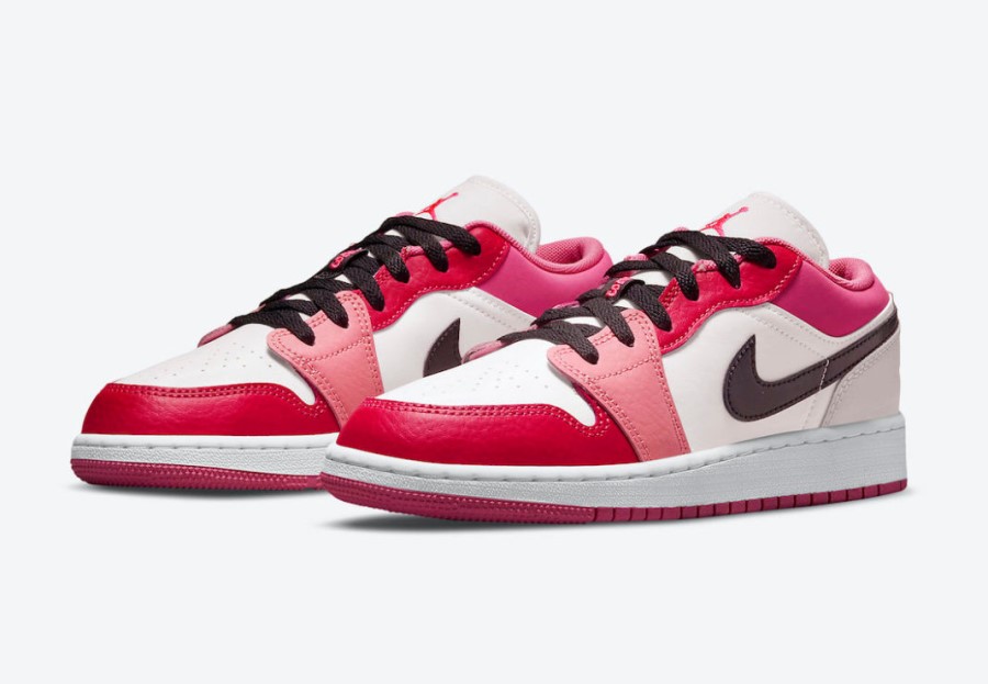エア ジョーダン 1 LOW GS ピンク レッド ホワイト ピンクシクル ブラック シューズ ジャパン