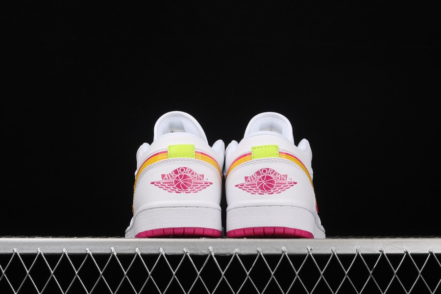 エア ジョーダン 1 LOW GS ホワイト ピンク イエロー シューズ 日本