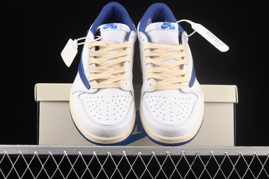 フラグメント デザイン X トラビス スコット X エア ジョーダン 1 レトロ ロー ホワイト ロイヤル ブルー ジャパン