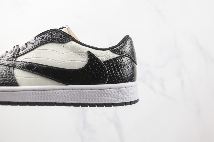 フラグメント X トラビス スコット X エア ジョーダン 1 ロー クロコダイル スキン ブラック ホワイト ジャパン