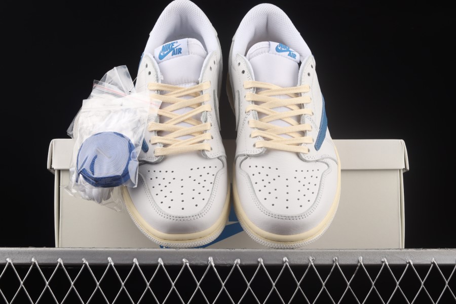 トラビス スコット X エア ジョーダン 1 ロー ホワイト ネイビー ブルー シューズ ジャパン